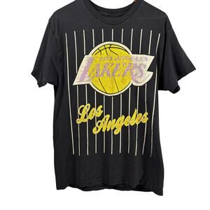 Retro Y2K Pinstripe Los Angeles Lakers Basketball Short Sleeve T-Shirt Cotton LG